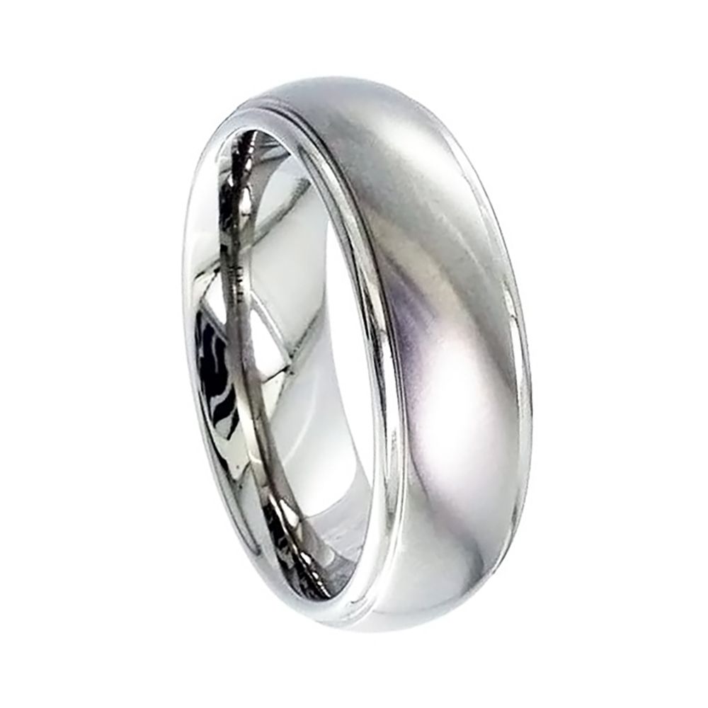 Titanium Court Comfort Shaped Wedding Ring With Grooved Shoulders