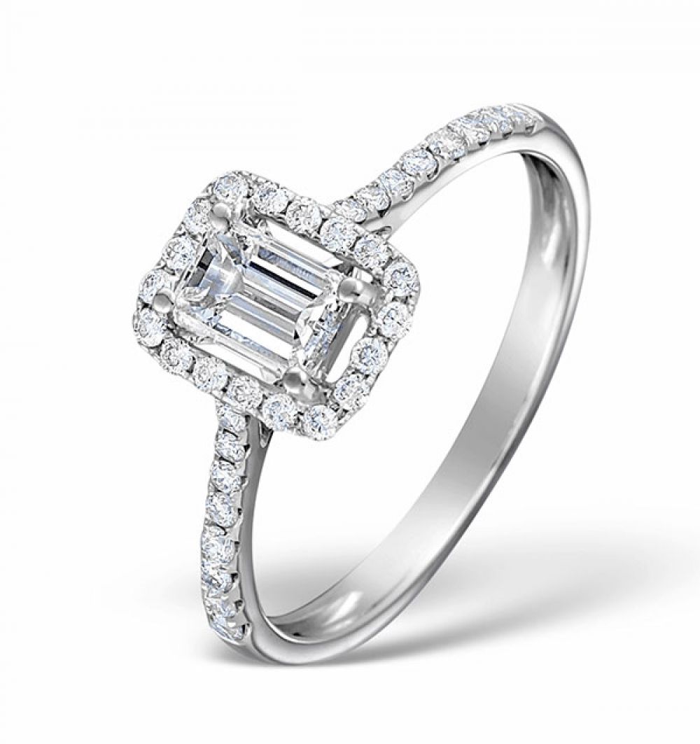 18ct White Gold 0.80ct Shoulder Set Diamond Solitaire Ring