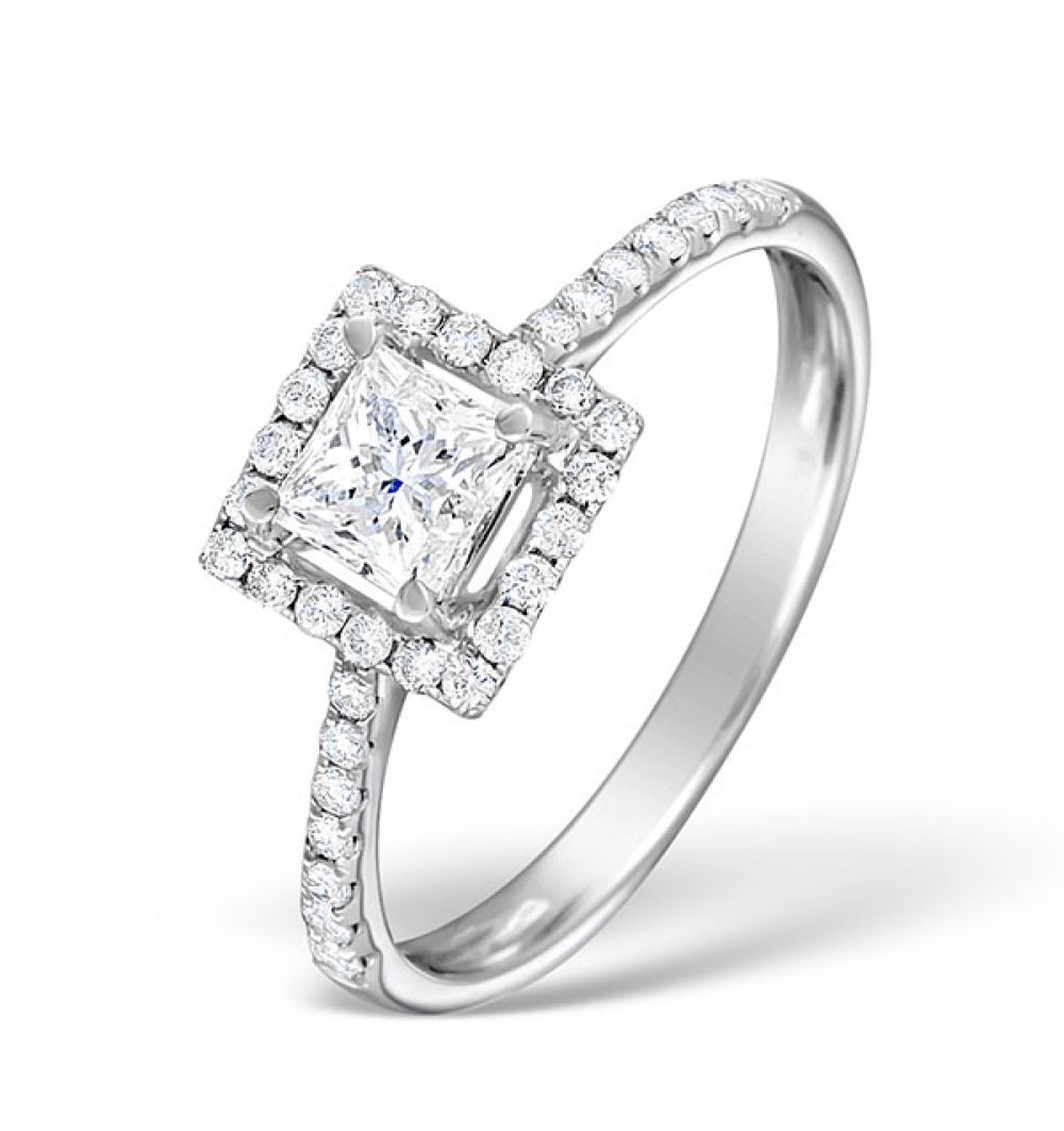 18ct White Gold 0.82ct Shoulder Set Diamond Solitaire Ring