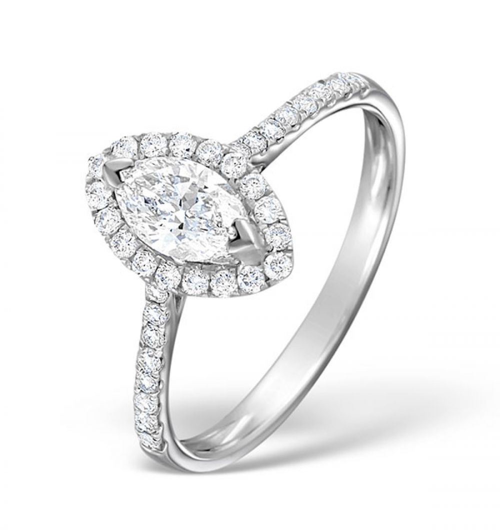 18ct White Gold 0.86ct Shoulder Set Diamond Solitaire Ring