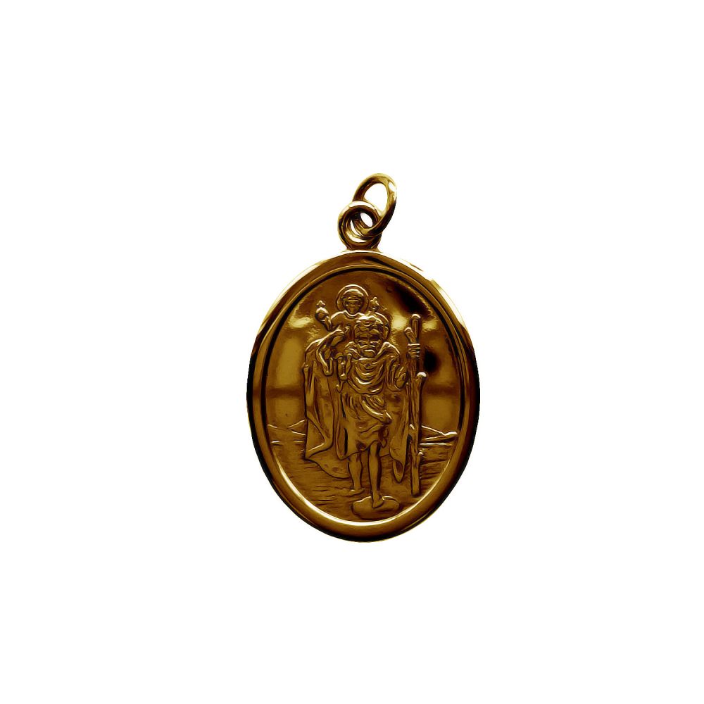 9ct Yellow Gold Oval St Christopher Pendant 2.5g