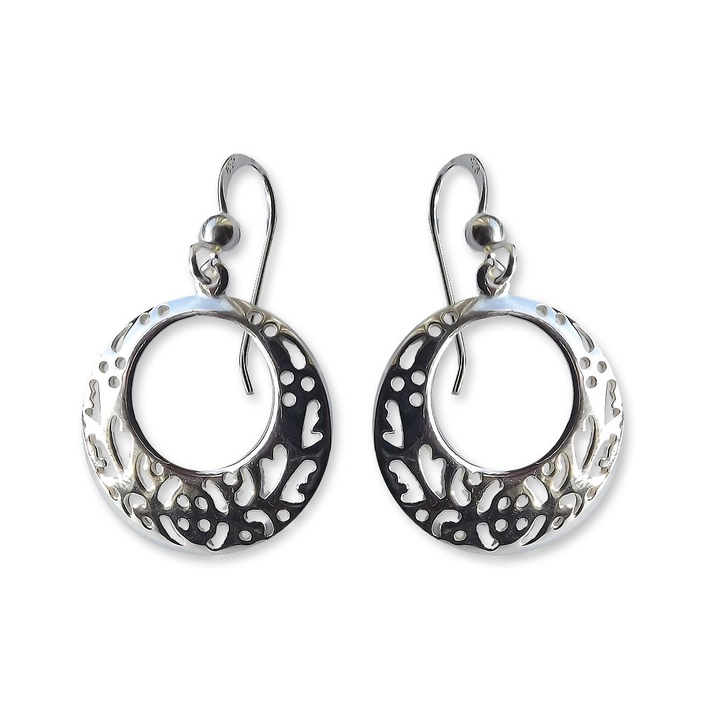 925 Sterling Silver Filigree Round Drop Earring UK Made
