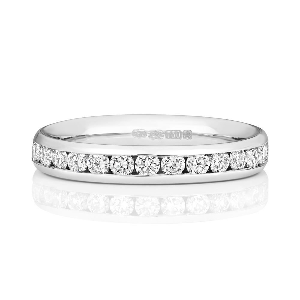 3.1mm 950 Platinum 100% Channel Set Diamond Wedding Rings Bands
